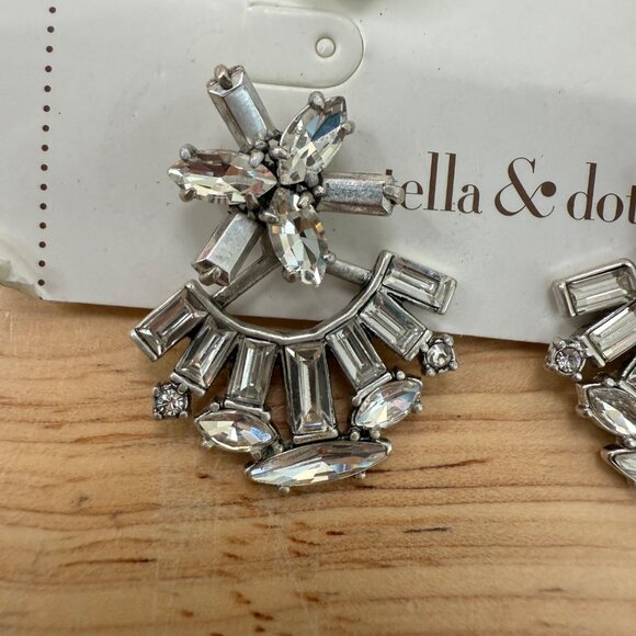 Stella & Dot Starburst Convertible Earrings With Pearl Studs & Rhinestone Jacket - Picture 4 of 8